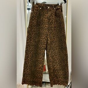 Entro Brown Leopard Print Flare Jeans